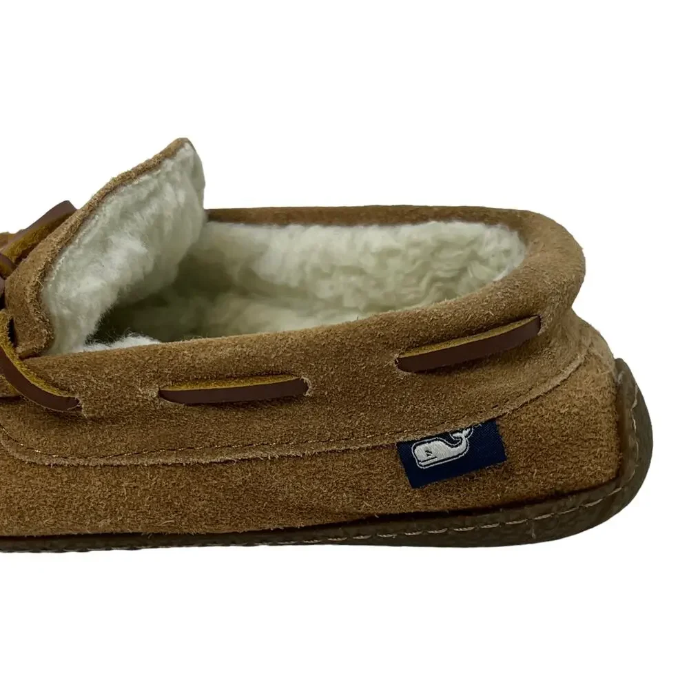 Vineyard Vines Boy's Slippers Moccasins Chestnut Lined Suede Leather‎ Slip-On 6M